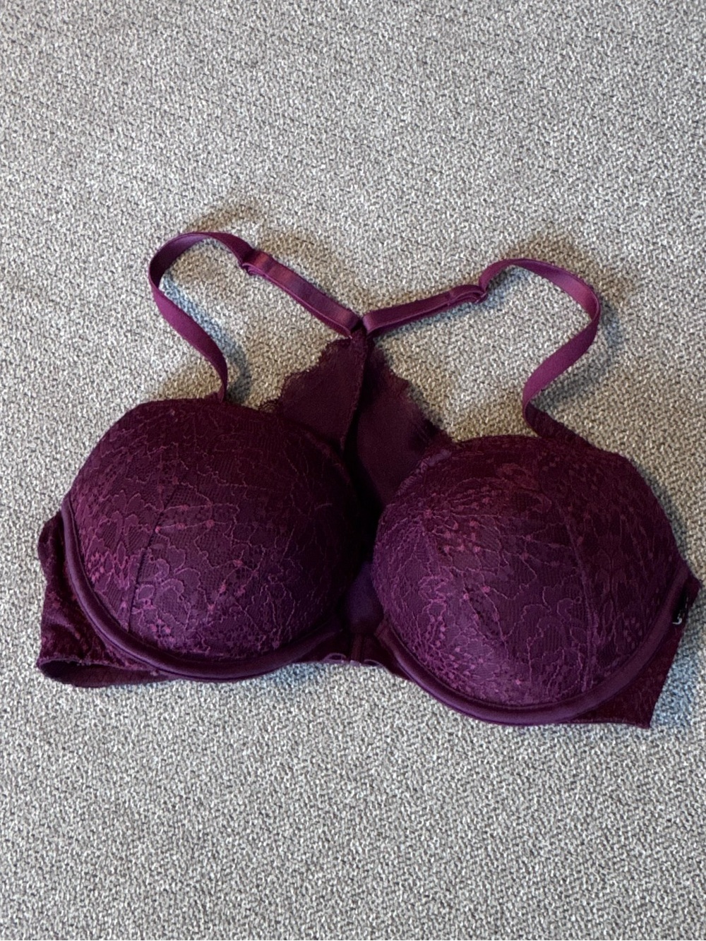 PINK Victoria's Secret Lace Push-Up Bra in Plum